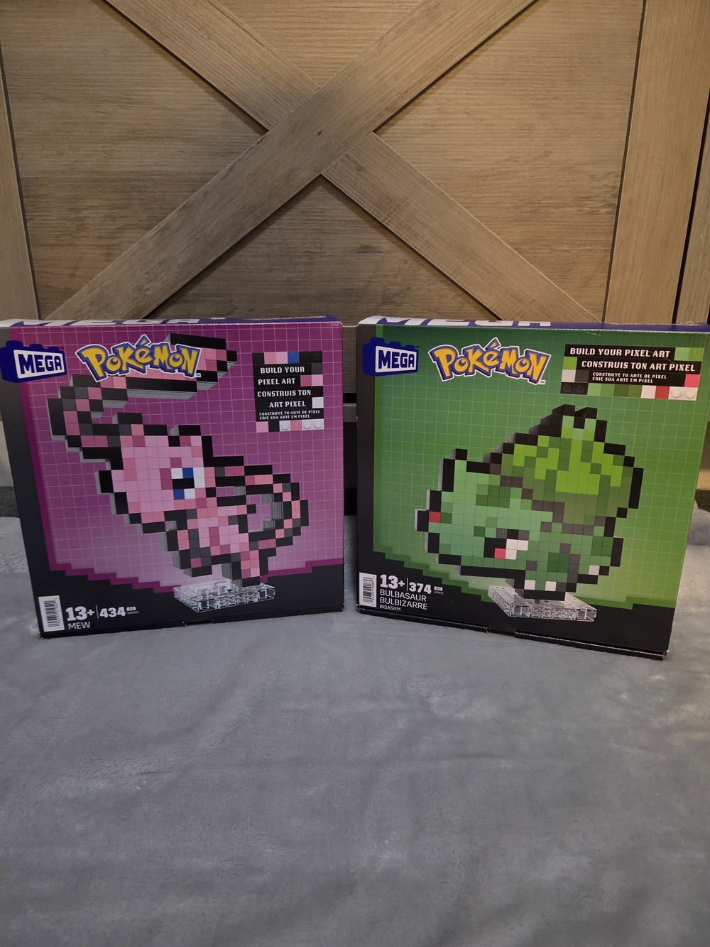Mega Pokémon Pixel Art Builds: Mew & Bulbasaur, new in boxes (both included)